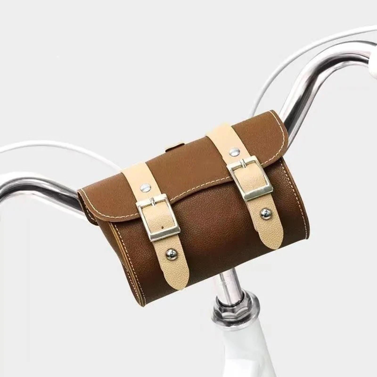 Cycling Commute Essentials - حقيبة مقود دراجة بلون القهوة، حقيبة